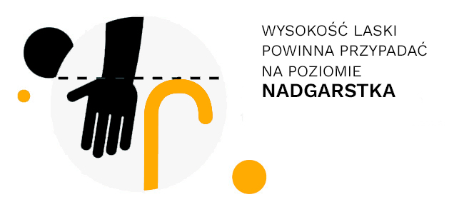 Wysokośc laski inwalidzkiej powinna przypadać na poziomie nadgarstka