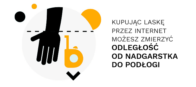 Kupując laskę przez internet możesz zmierzyć odległość od nadgarstka do podłogi